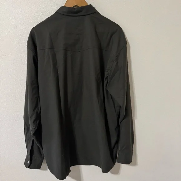 Poncho Laramie Western Performance Flannel Long Sleeve Pearl Snap Shirt Gray-XL - Picture 3 of 12